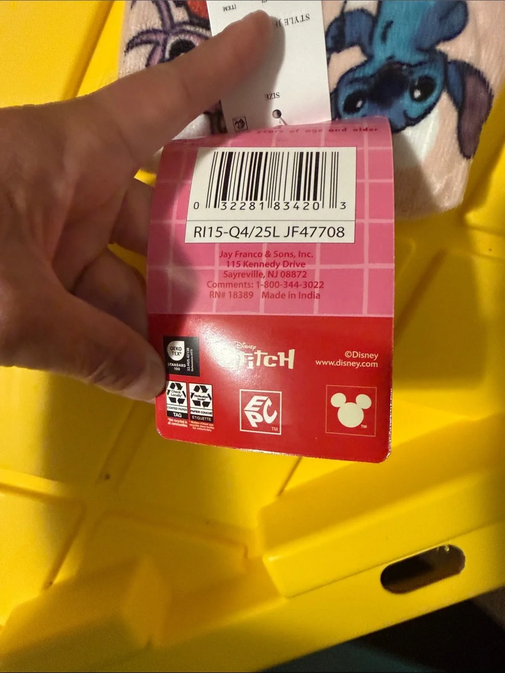 2pk Disney Pink Stitch Heart Hand Towels